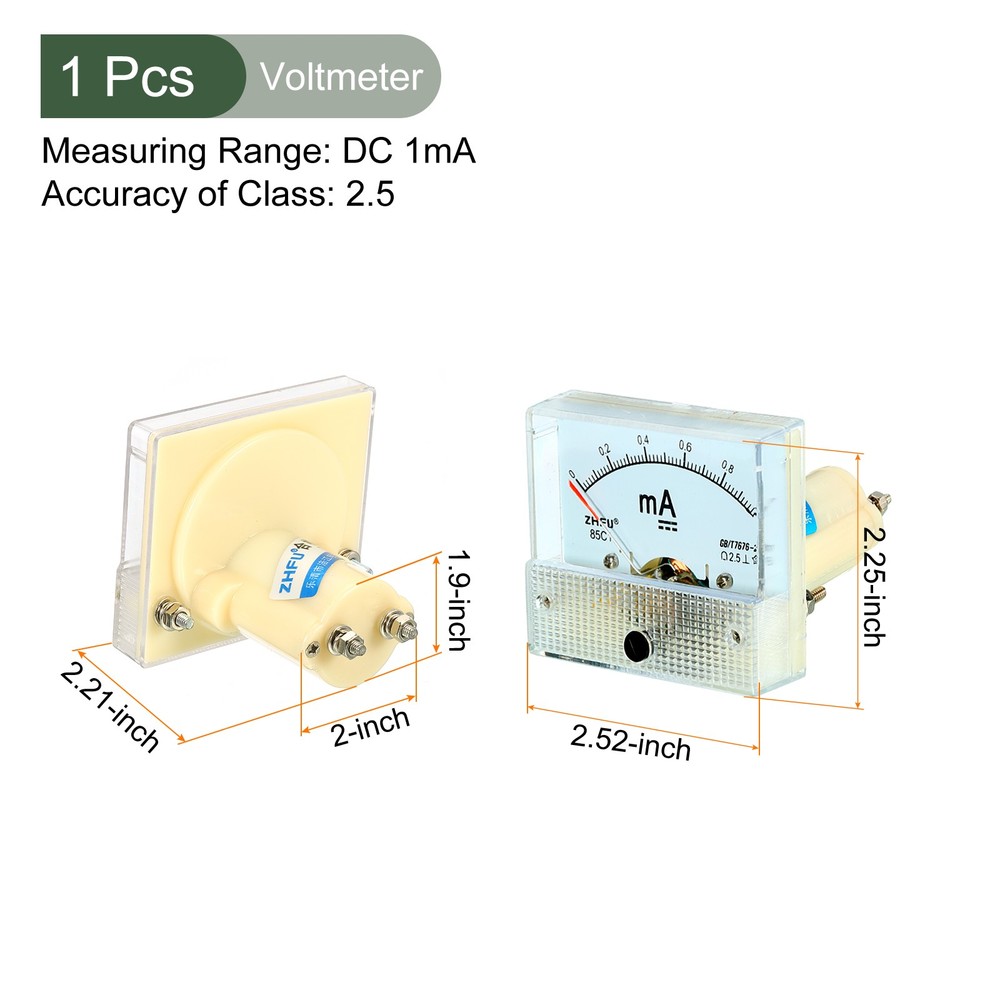 Analog Panel Ammeter, 85C1 Ampere Meter Current Tester(DC 0-1mA)