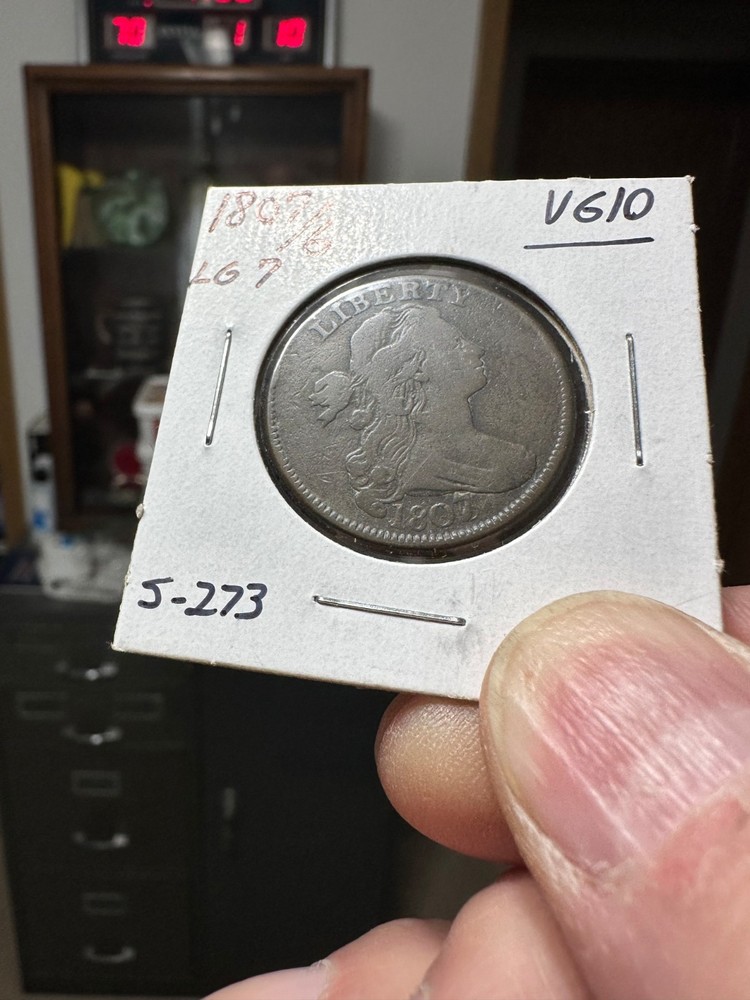 1807/6 draped bust large cent LG 7 VG~~F