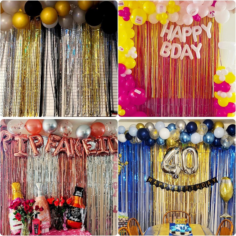 Blue Streamers Party Decorations 3.3x8.2ft, 2 Pack Dark