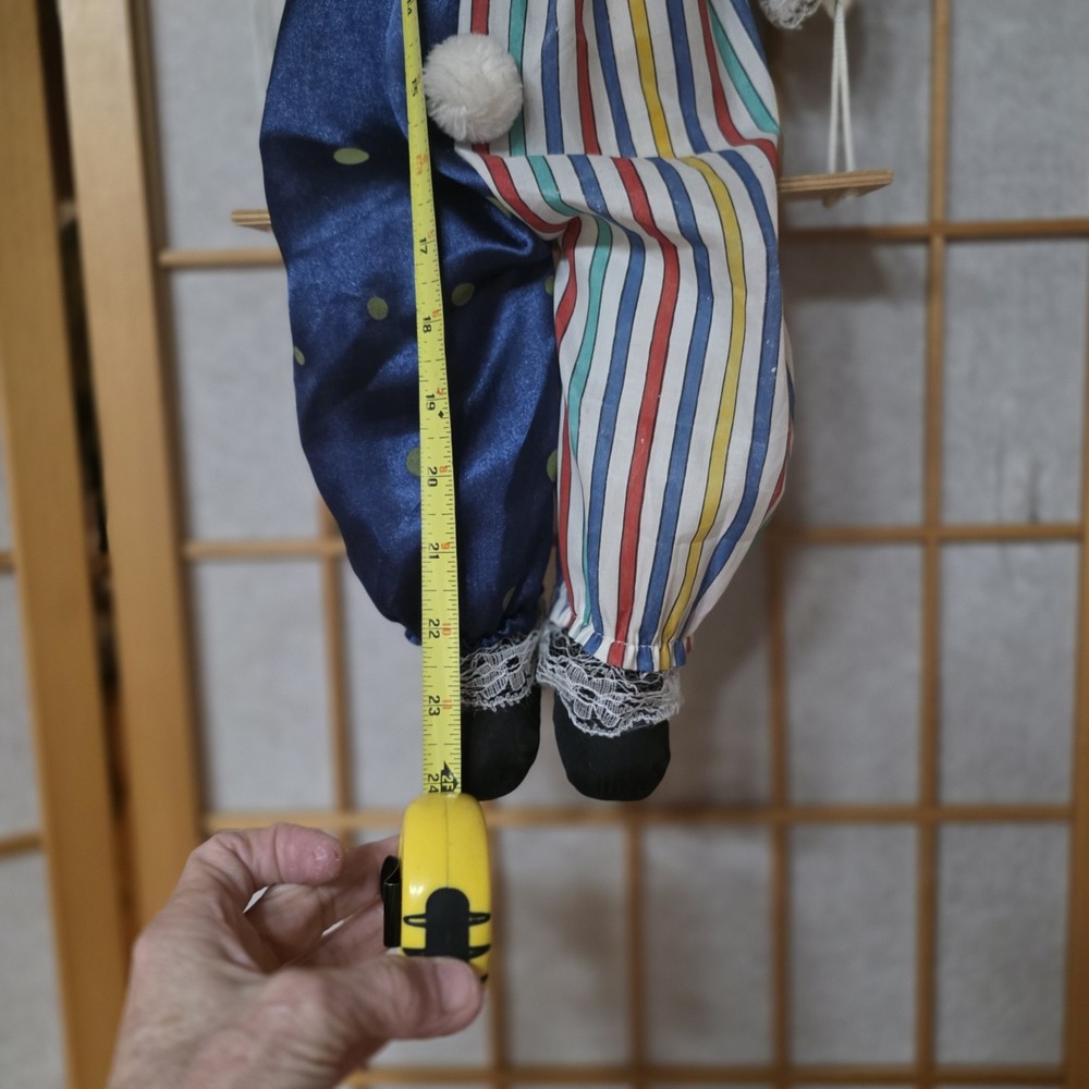 Marionette String Porcelain Head Doll Clown Puppet on Swing