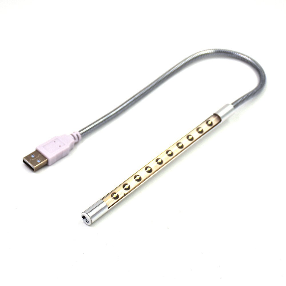 Flexible Touch Switch USB 10 LED Light Lamp for Keyboard Reading Notebook Laptop