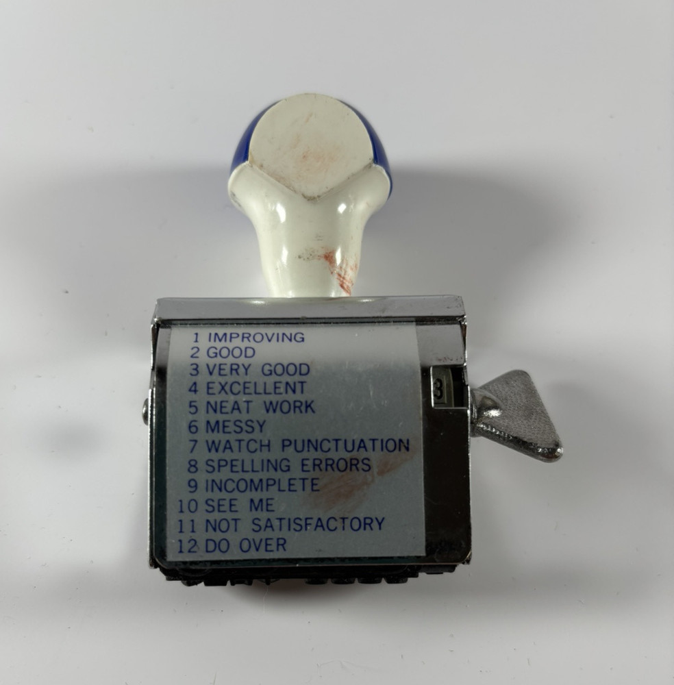 Rotating Message Stamper Very Good Neat Work Messy Do Over