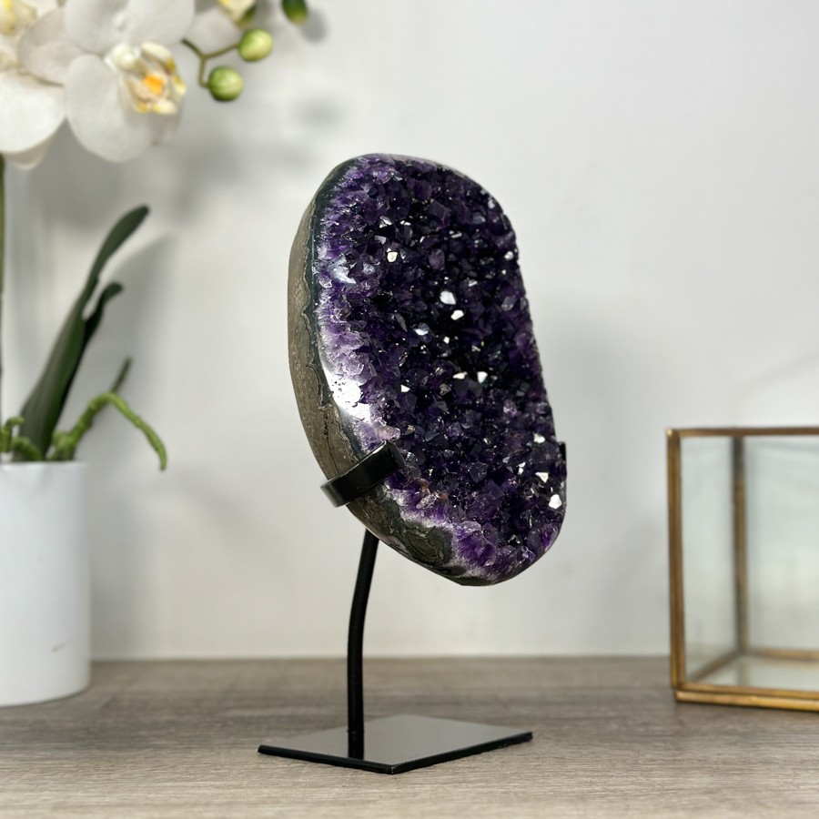 Uruguayan Amethyst Crystal Geode on Stand. MWS2586