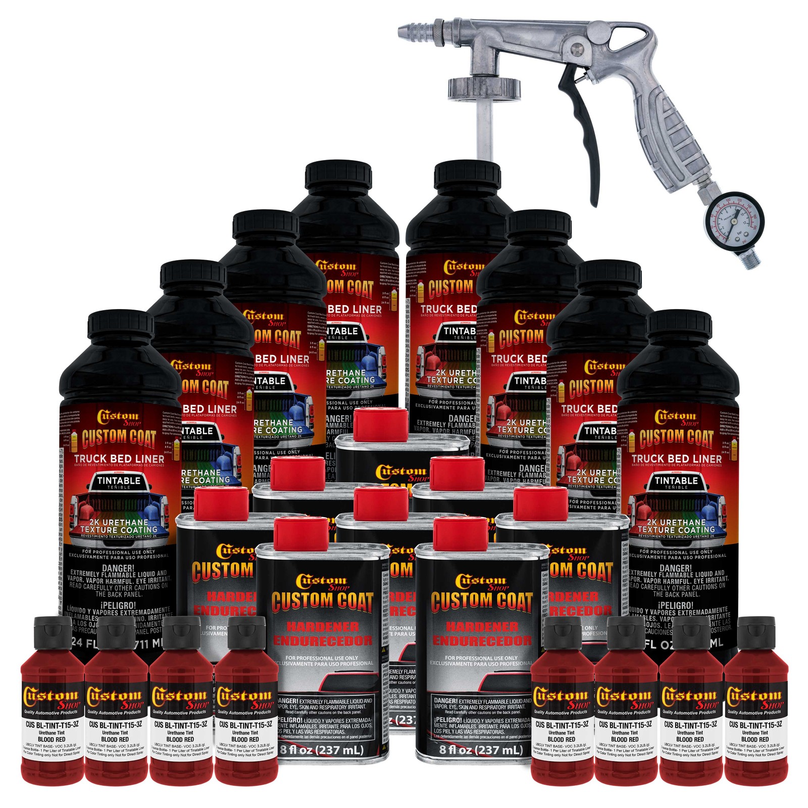 Custom Coat Blood Red 2 Gal Urethane Spray-On Truck Bed Liner Kit with Spray Gun