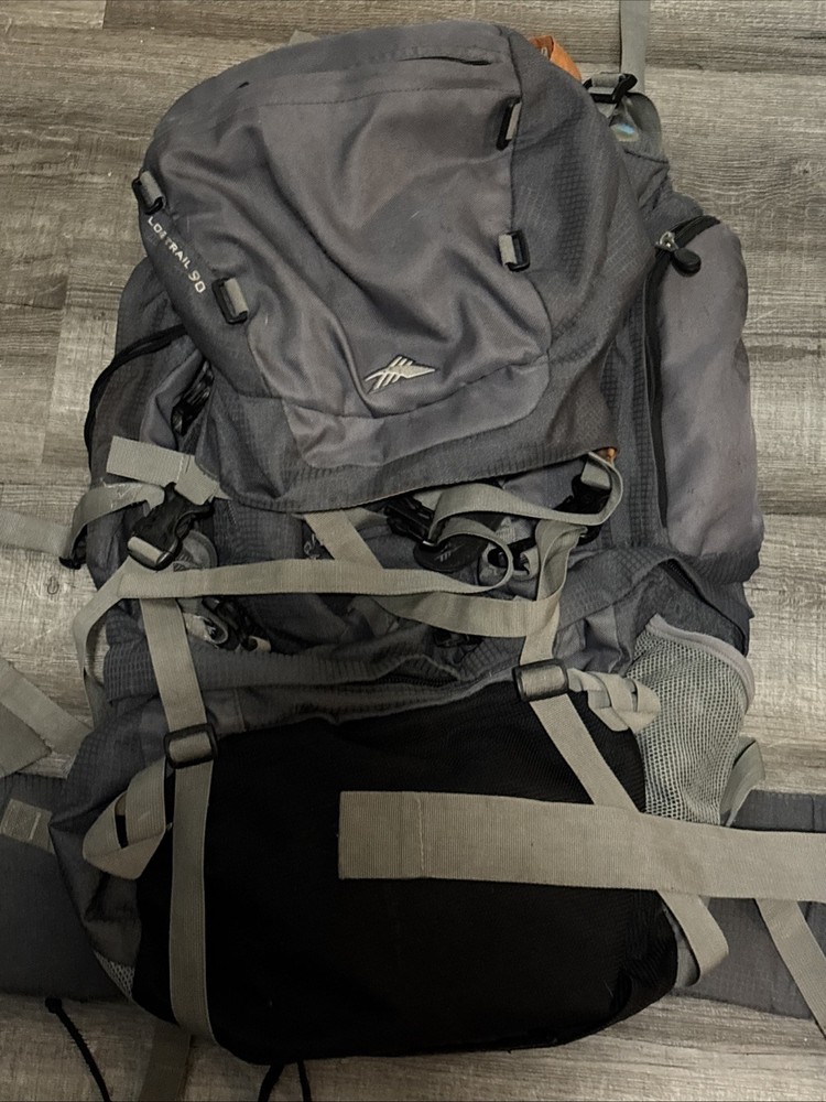 High Sierra Long Trail 90 Hiking Backpack Frame Pack Gray Orange