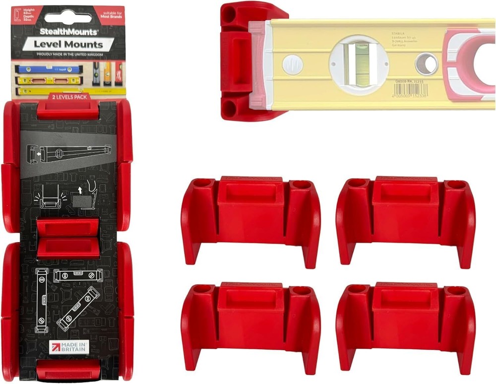 Red Universal Level Holder | Locking Level Mounts | 2 Pack | Fits All Brands ...