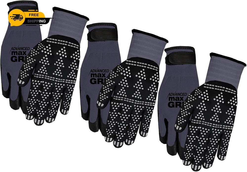 Advanced Max Grip 3 Pack Gloves Gray