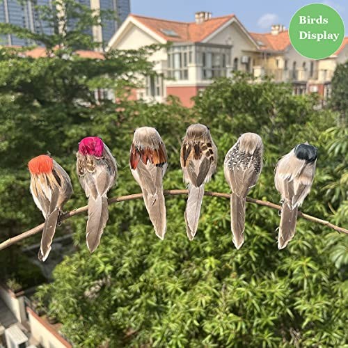6pcs Artificial Simulation Foam Bird Sparrow Ornaments Clip on Decorative