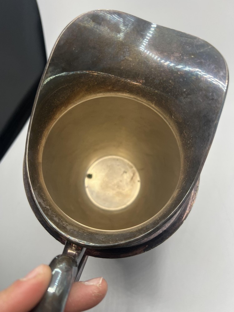 Vintage Art S Co Silverplate Pitcher 9 Inch Rope Trim Footed Tarnish Patina