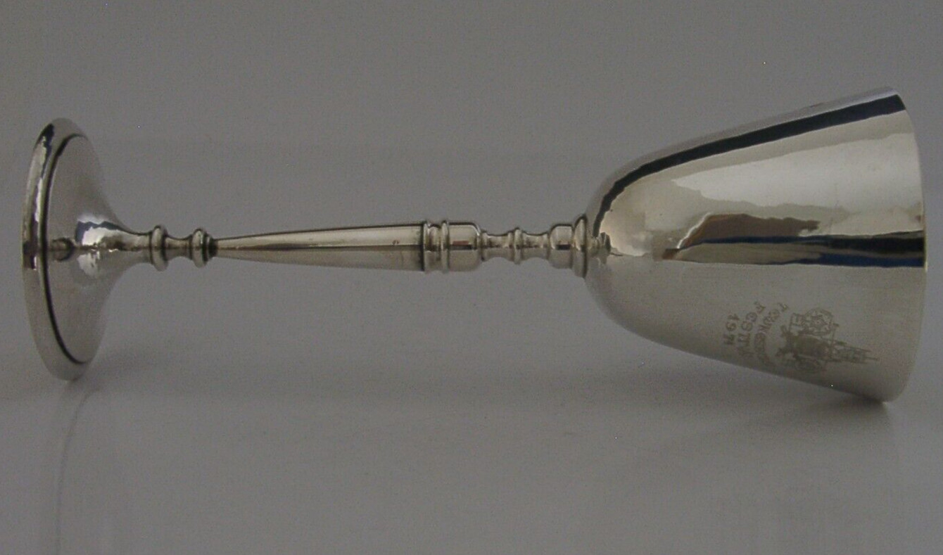 PLANNISHED TEWKESBURY STERLING SILVER WINE GOBLET CHALICE 1971 BARWARE 146g
