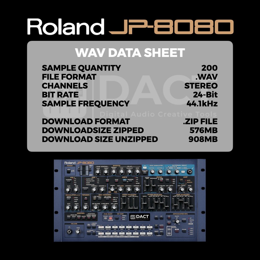Roland JP-8080 Synthesizer Sample Library (200 Samples) - Instant Access