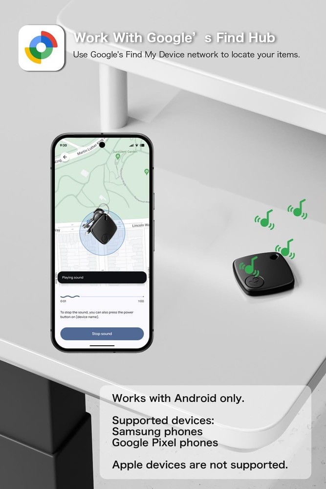 4-Pack Android Smart Tracker Tags Works with Google Find My Device 2026 Model