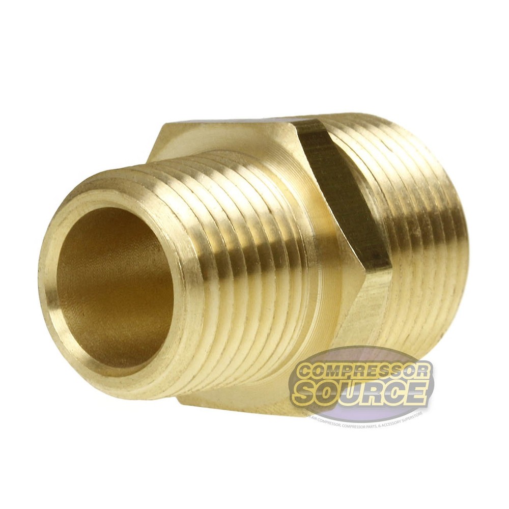 3/4" x 1/2" Male NPTF Pipe Reducing Hex Nipple Solid Brass Pipe Fitting