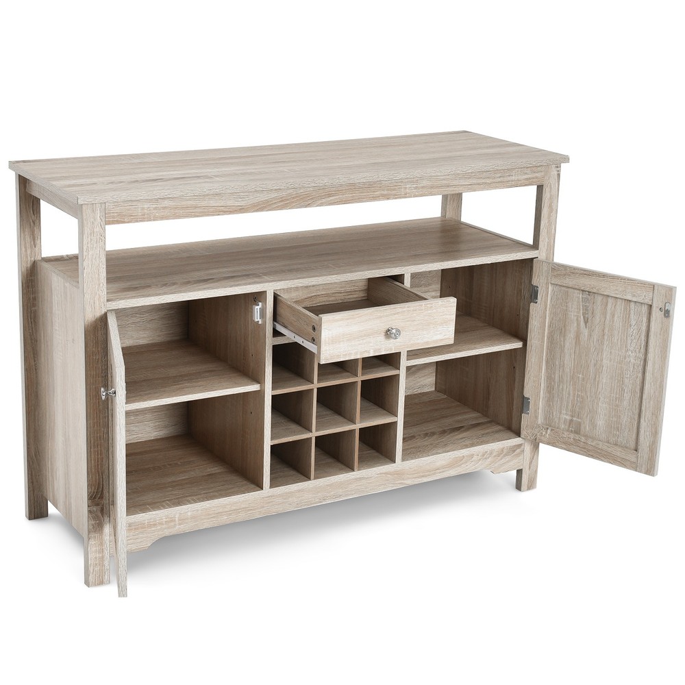 Buffet Server Sideboard Wine Cabinet Console Table Dining Room Shelf Grey