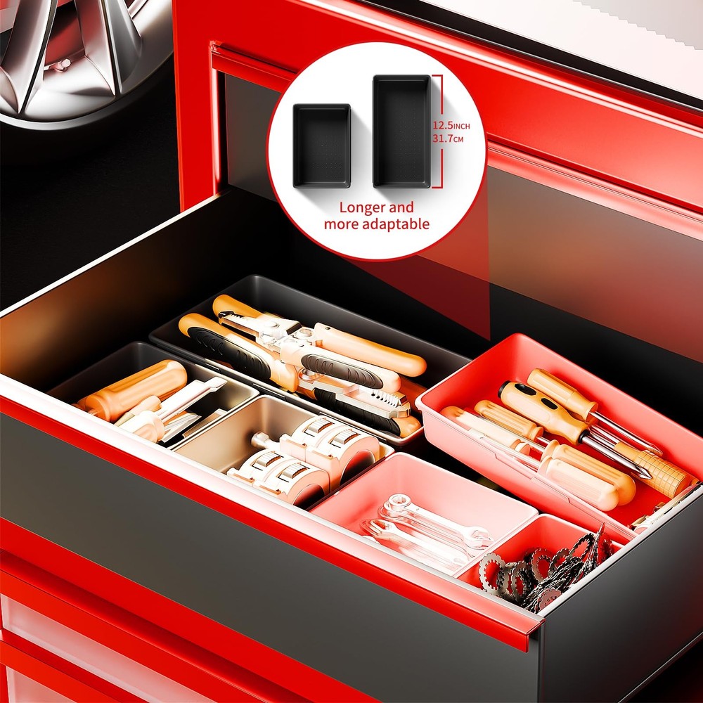 [5 Sizes] [69 PCS] Tool Drawer Organizer, Desk Tray, Rolling Chest, Toolbox (...