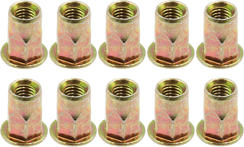 LBY 60Pcs Carbon Steel Rivet Nuts, M6 Thread Insert Nutsert (Half-Hexagonal) Riv