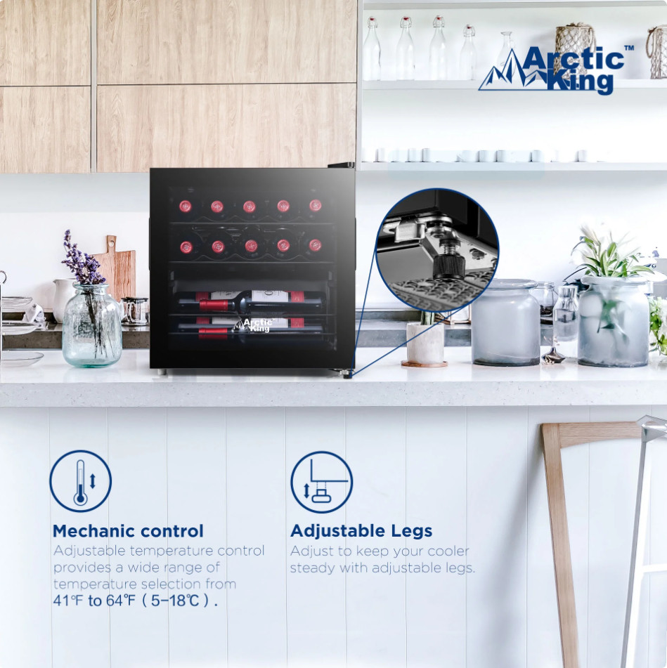 Arctic King 14-Bottle 17.3-inch Wine Cooler, Full Glass Door, ARW14B0ABB