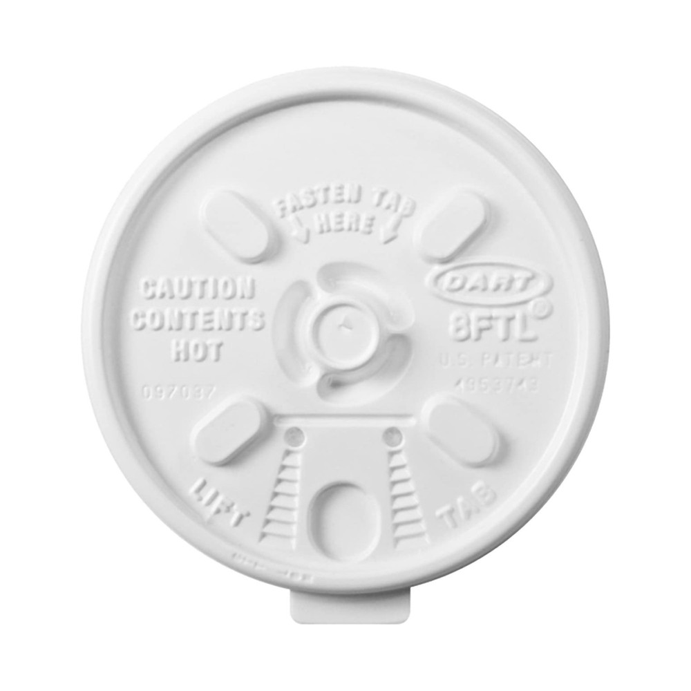 Dart Disposable Drinking Cup Lid White Plastic 100 Ct 8FTL
