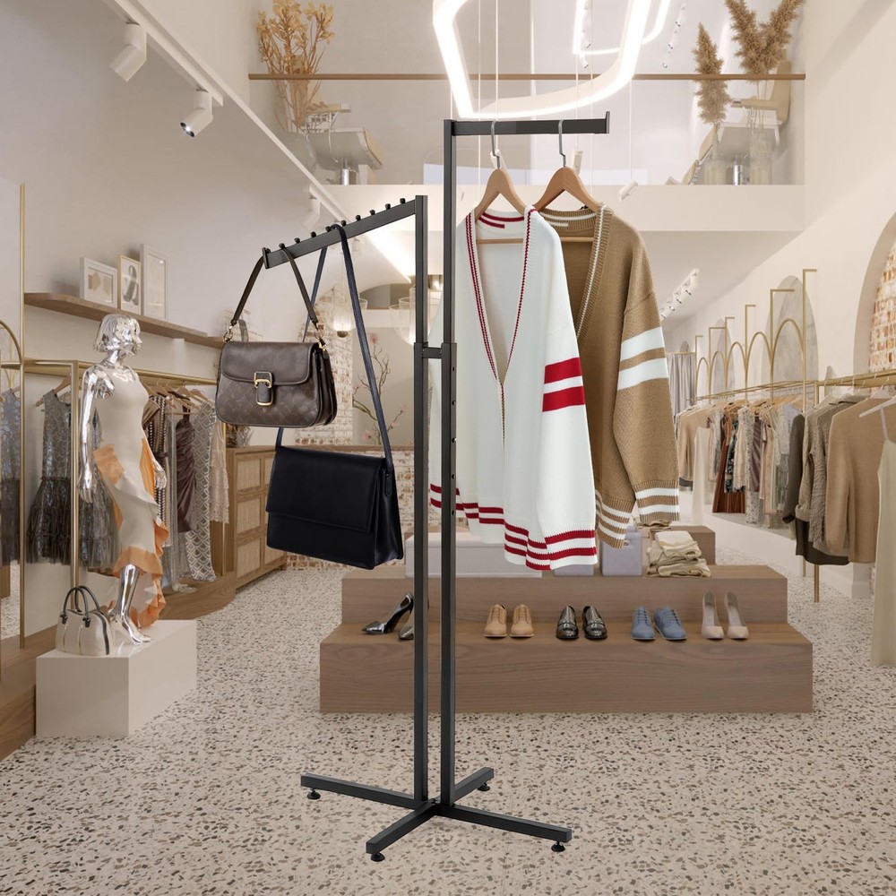 Clothing Display Rack, Black, Floor-Standing