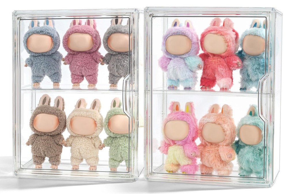 Clear Display Case for POP MART Labubu Doll, Acrylic Box Shelf, 1 Pack