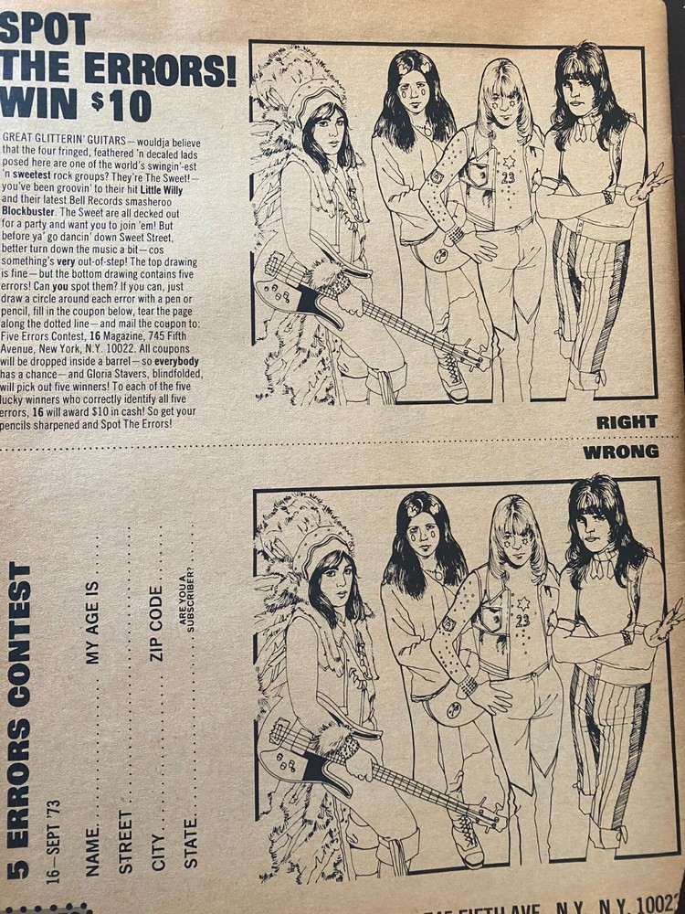 The Sweet, Full  Page Vintage Clipping, aa