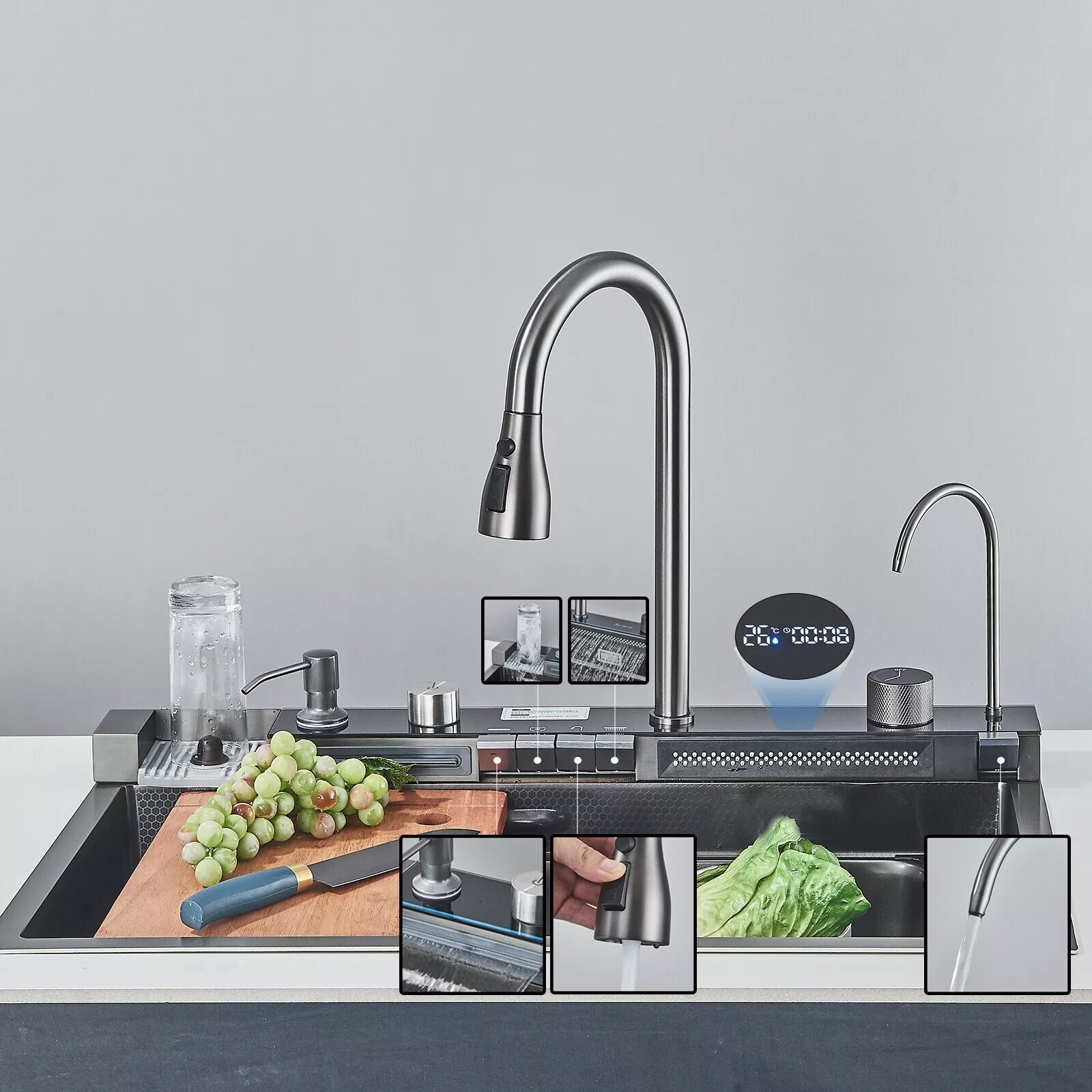 Stainless Steel Kitchen Sink Drop-in /Top Mount Sink Single Bowl Workstation Kit