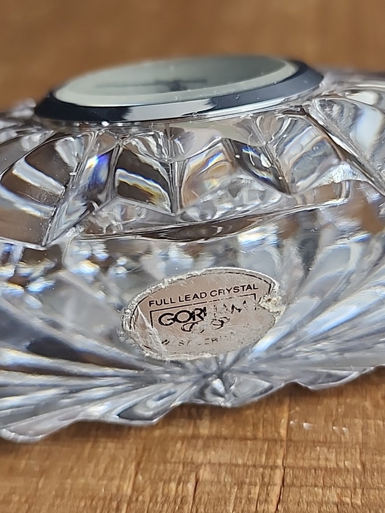 Gorham Decorative Crystal Clock Full Lead Crystal Needs Battery