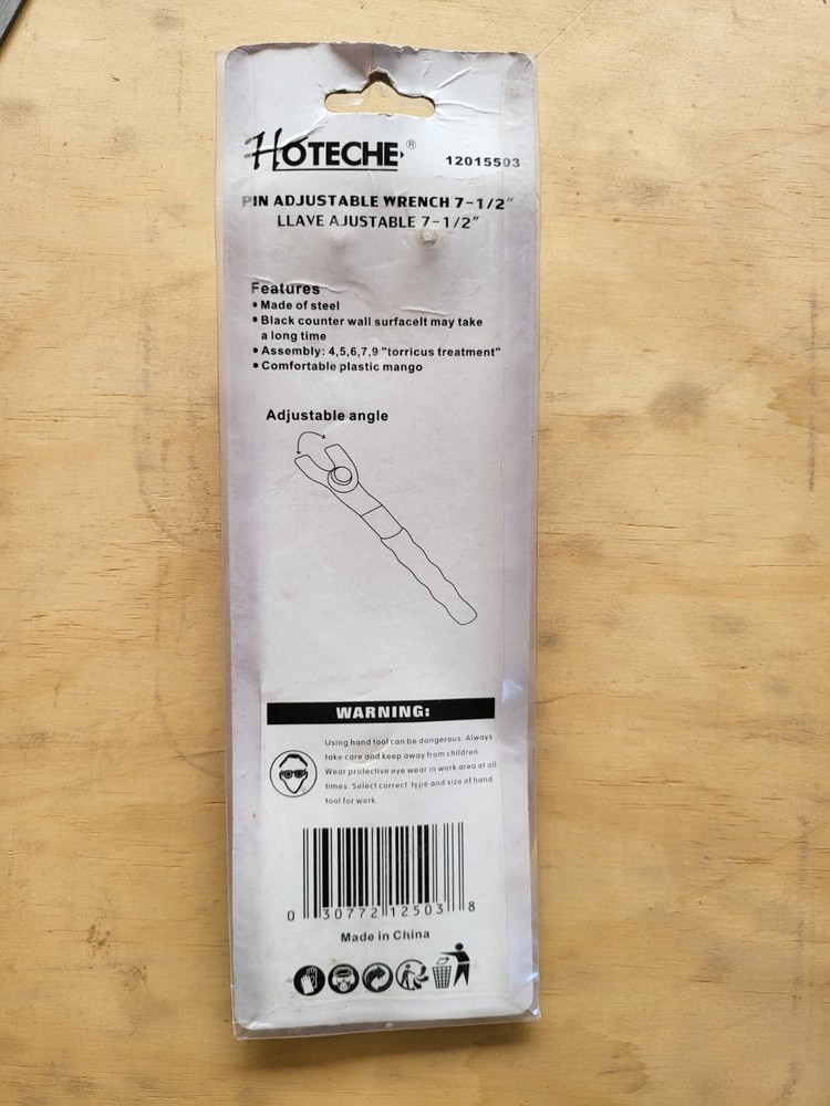 Hoteche Pin Adjustable Wrench 7-1/2"