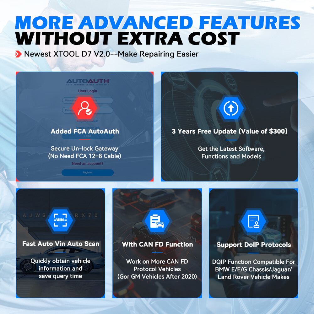 XTOOL D7 V2.0 Bidirectional All System Diagnostic Tool ECU Coding Key Programmer