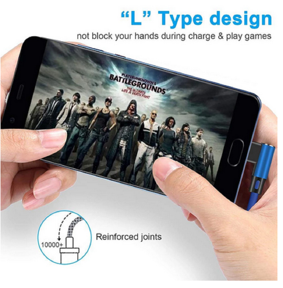 3/6/10FT 90 Degree Braided For iPhone USB Charger Fast Charging Data Sync Cable