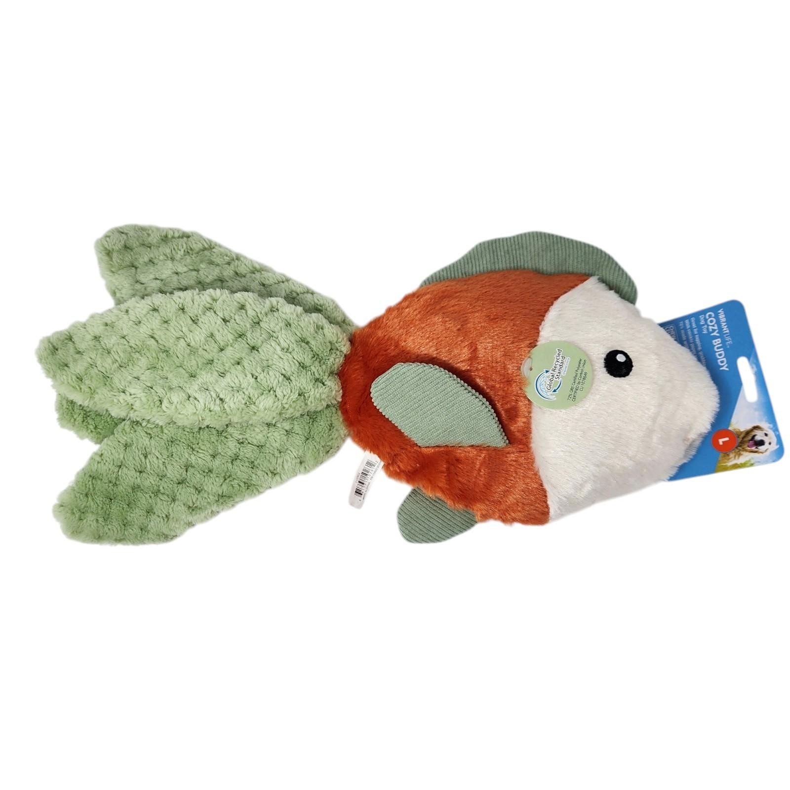 Vibrant Life Cozy Buddy Dog Chew Toy Goldfish 15 in. Large Squeaky Plush, 2 Pack