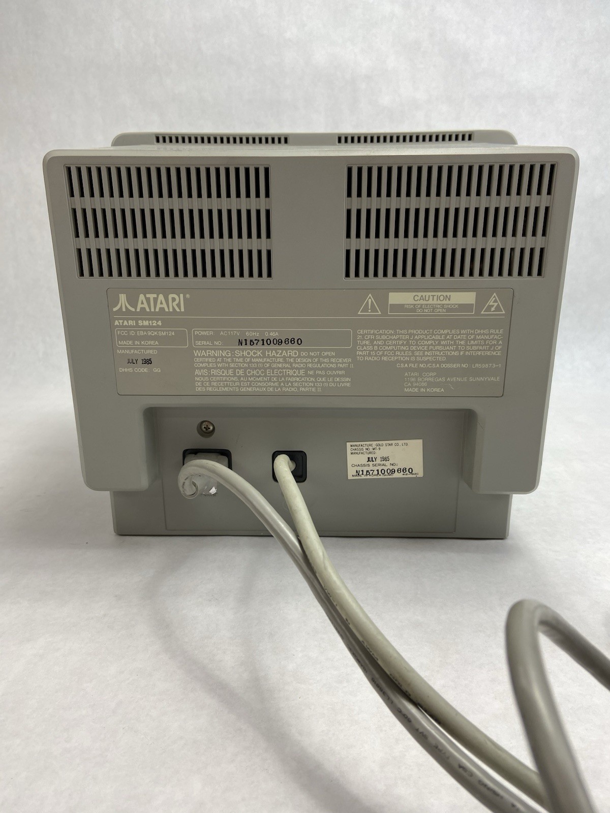 Atari SM124 Monitor July 1985 Power Tested