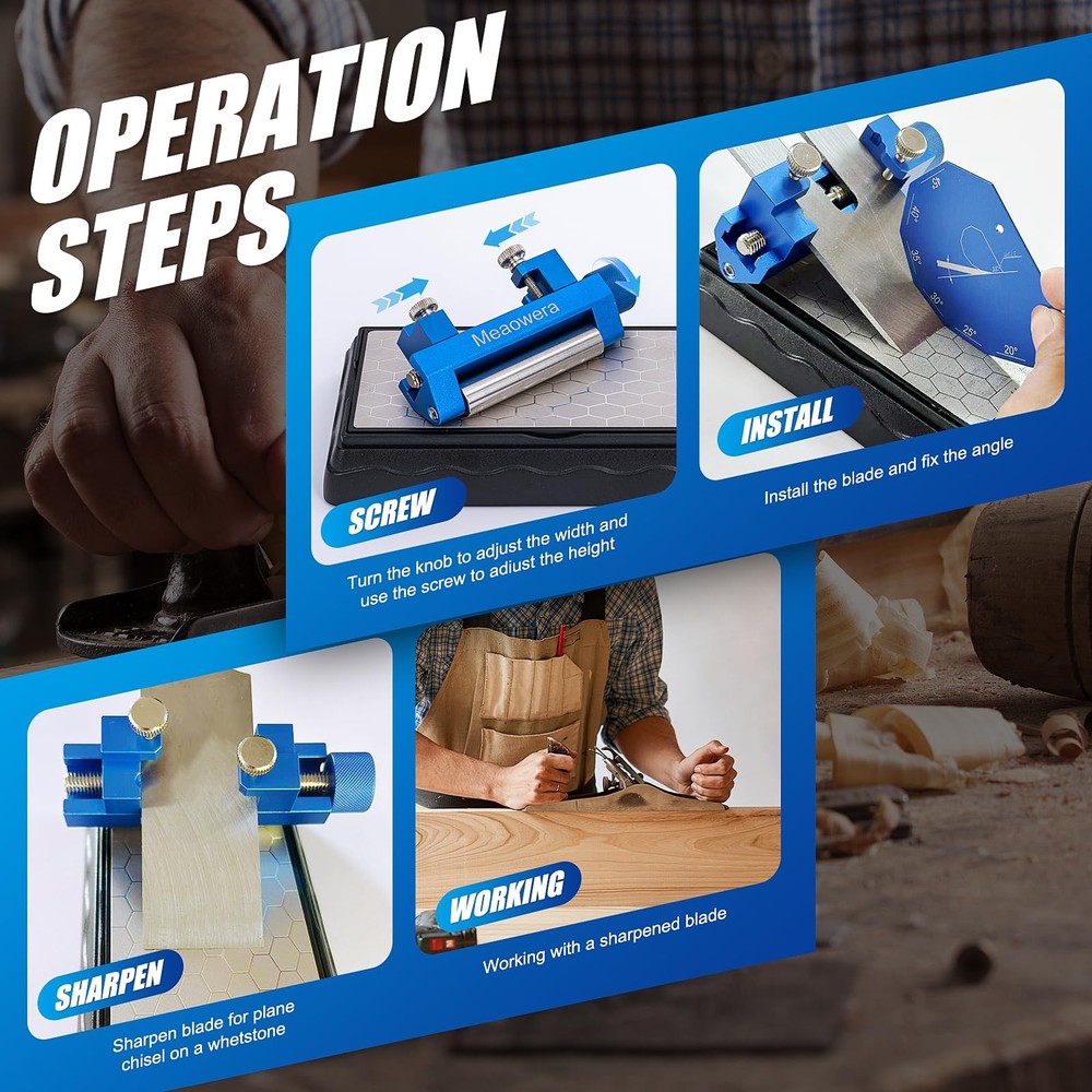 Chisel Sharpening Kit with Adjustable Honing Guide – Wood Chisel Sharpener fo...