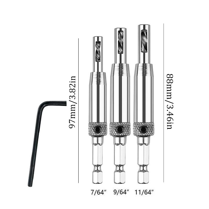 3 Pcs Self Centering Hinge Hardware Drill Bit Tool Pilot Hole Guides Window Door
