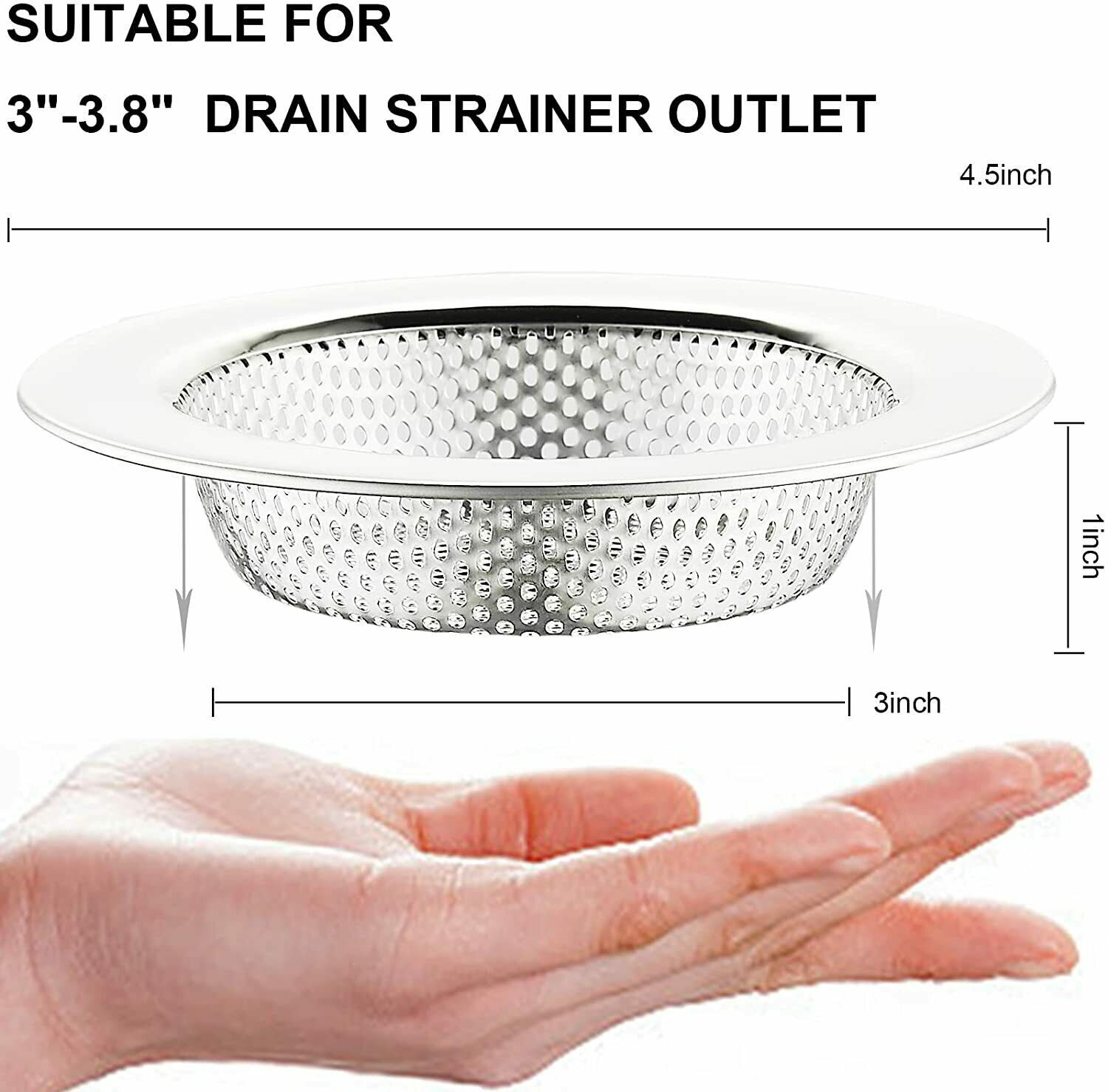 4/2pc 4.5" Kitchen Sink Strainer Stopper Stainless Steel Drain Basket Waste Plug