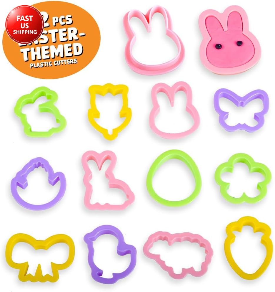 12-Pack Prefilled Easter Eggs with Modeling Dough & Easter-Shaped Cutters, Non-C