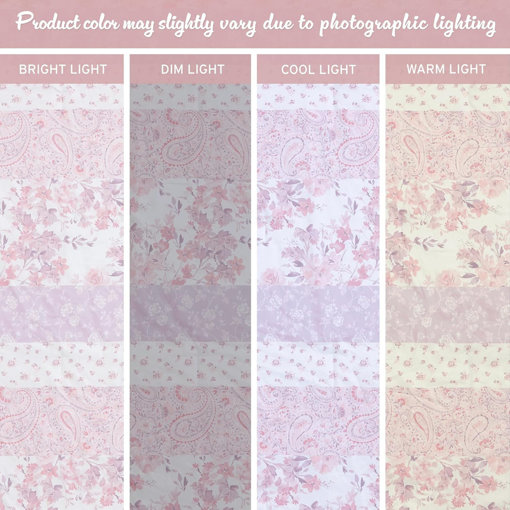 Queen Comforter Set, Romantic Floral & Paisley, Solid Reverse, Microfiber Lightw