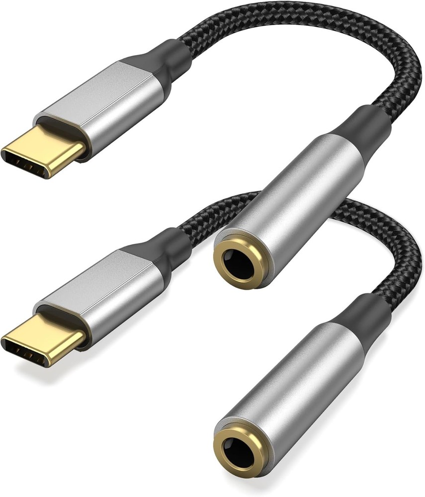 USB C to 3.5Mm Headphone Jack Adapter with DAC Chip, 2 Pack Hifi USB-C to Audio