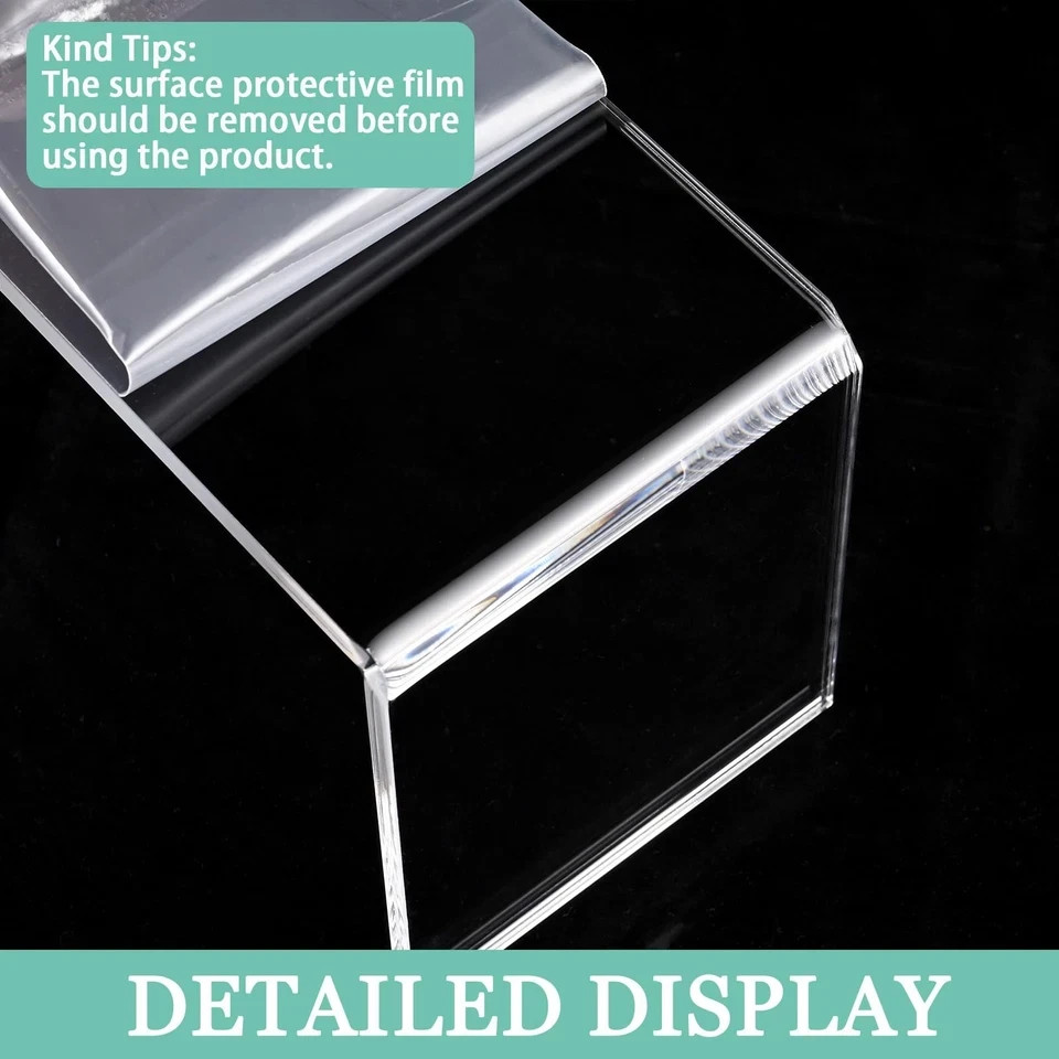 3 Pcs Large Acrylic Display Risers 12"Large Stands 0.19"Thick Clear Rectangular