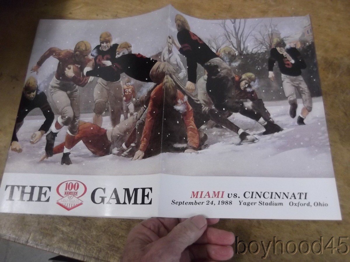 The 100 YEARS GAME PROGRAM--MIAMI OF OHIO VS. CINCINNATI--1988