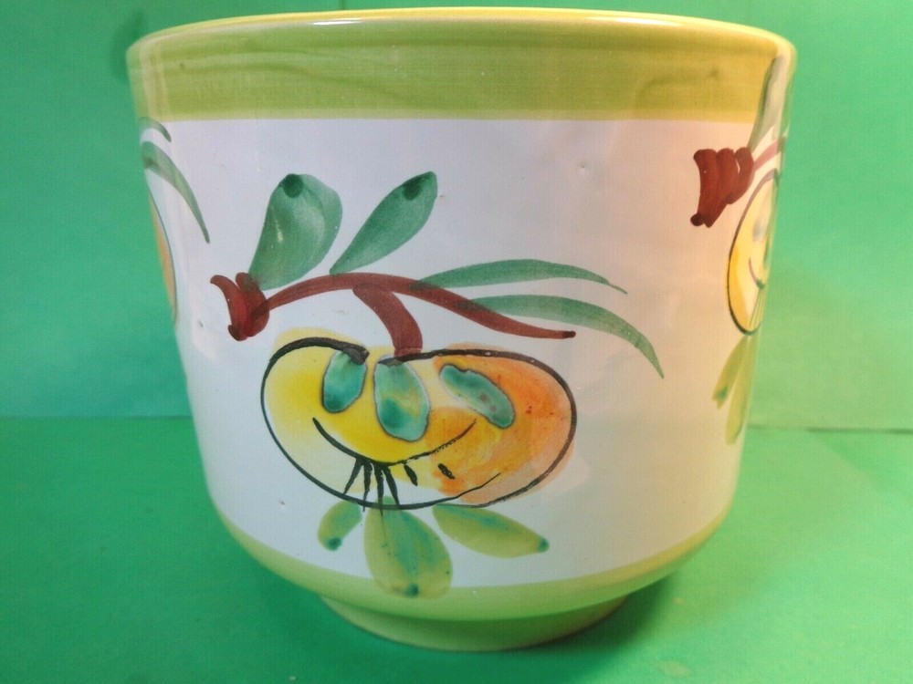 Fruit Pattern 5" Pottery Vase, Italy (Used/EUC)