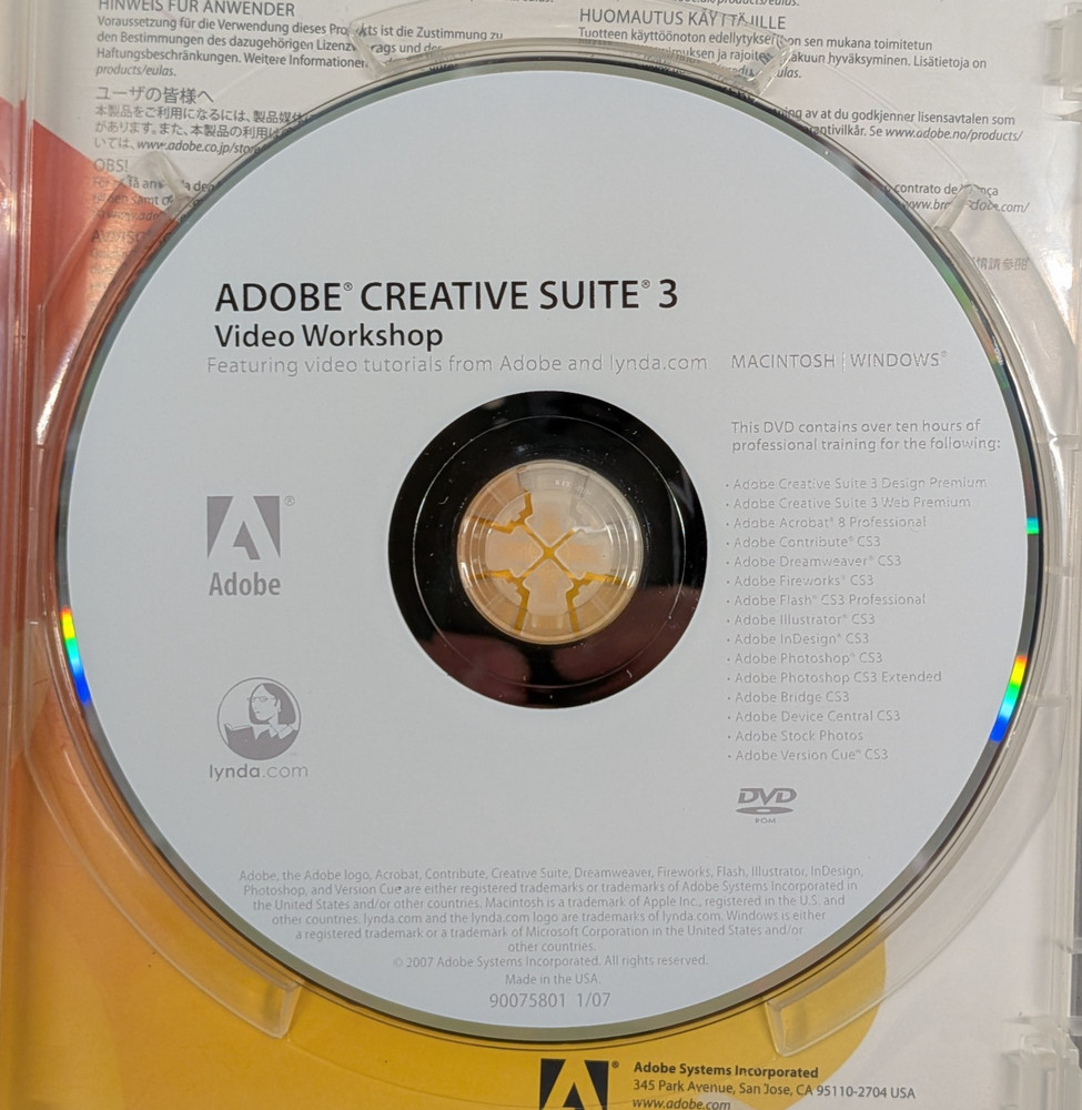 ADOBE CREATIVE SUITE 3 DESIGN PREMIUM Software *3-Disc DVD/CD-ROM w/ Serial Key*