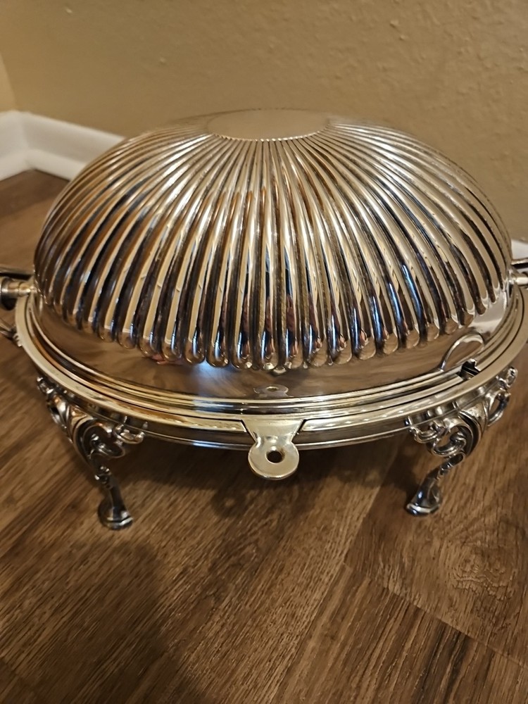 Martin, Hall & Co.-Sheffield Silverplate Roll Top Buffet Server Dome Dish 11.5”