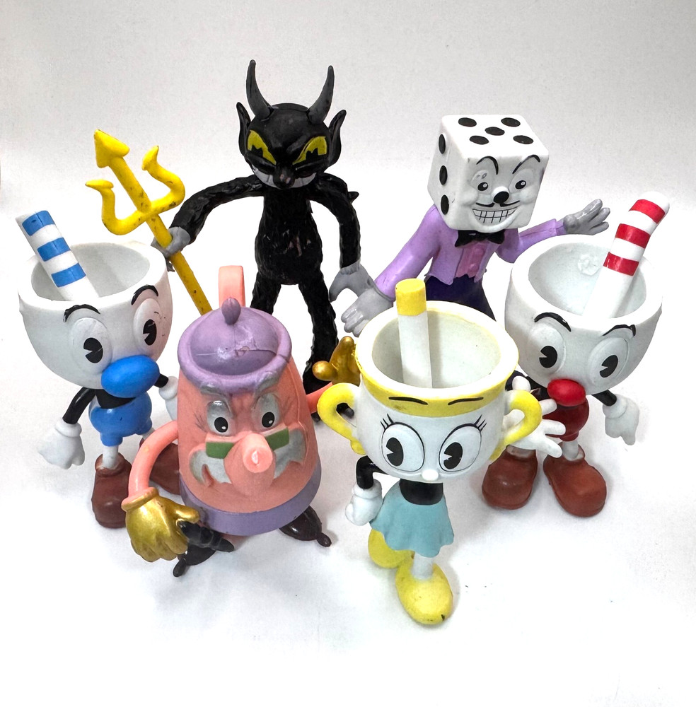 Cuphead Figure Lot of 6 King Dice MugMan Ms. Chalice Elder Kettle