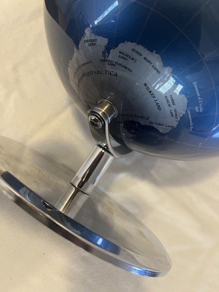 🔥RARE Chrome Base Gray and Blue colored 10” Diameter Globe🔥