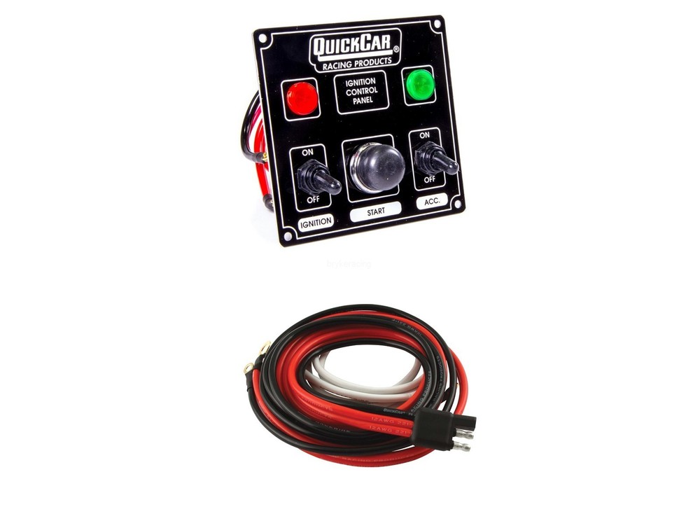 Ignition Switch Panel Black 1 Button 2 Switch w/ Lights INCLUDES WIRING HARNESS