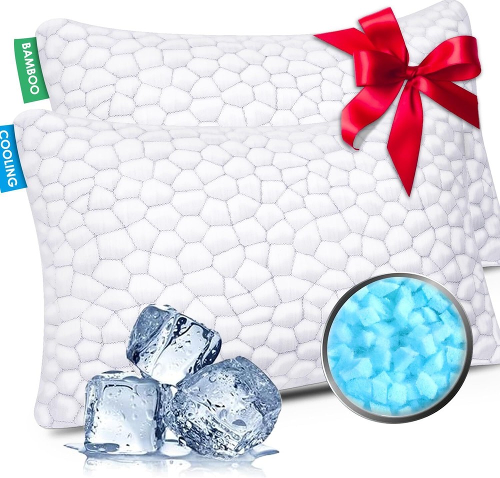 Sleep Cooling Pillow 2Pack Crushed Memory Foam Pillow Adjustable Cooling Pillow