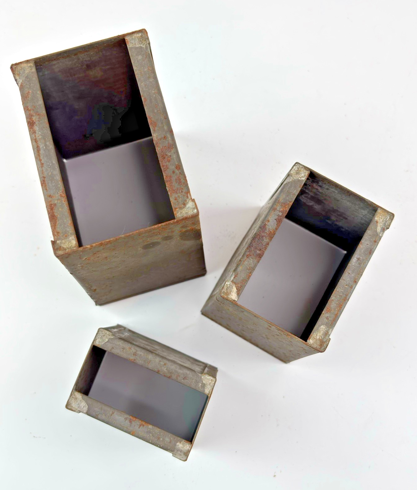 Antique Vintage Tin Ice Cream Container Set of 3 Nesting Mold Set