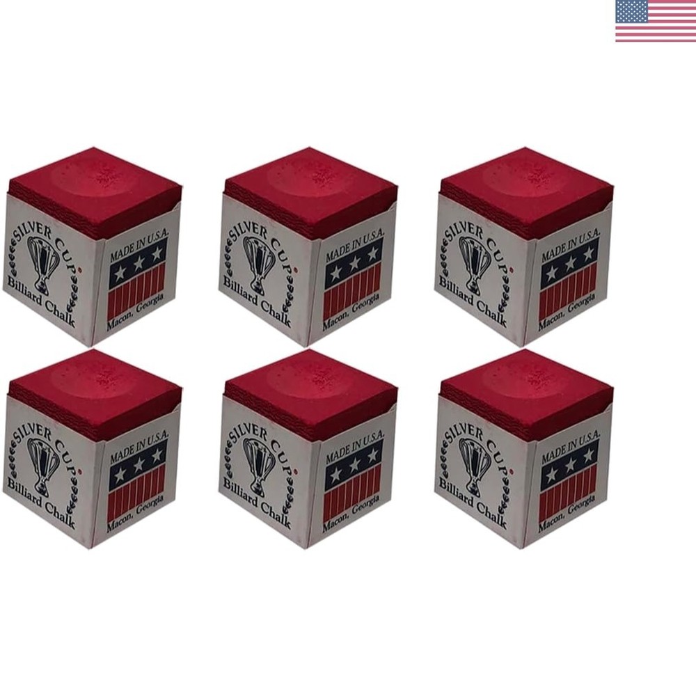 Durable Red Chalk Set for Billiards - 6 Extra Fine Chalk Cubes in Protective Box