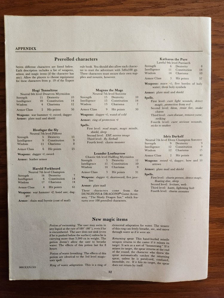 X6 Quagmire! adventure module D&D TSR Basic Dungeons Dragons BECMI 1984 EX